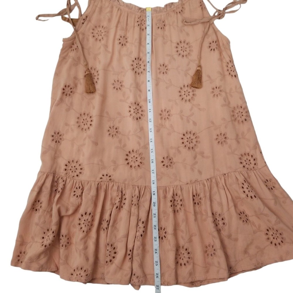 Nicole Miller Artelier Floral Eyelet Mini Dress Terracotta Pink Boho Small - Picture 14 of 14